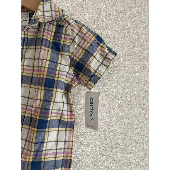 Brand New Kids Carter's Plaid Button Up Shirt 18 Months - Picture 4 of 5